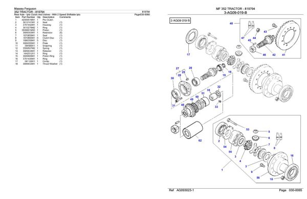Massey Ferguson 352 Tractor Parts Catalog 819794 1