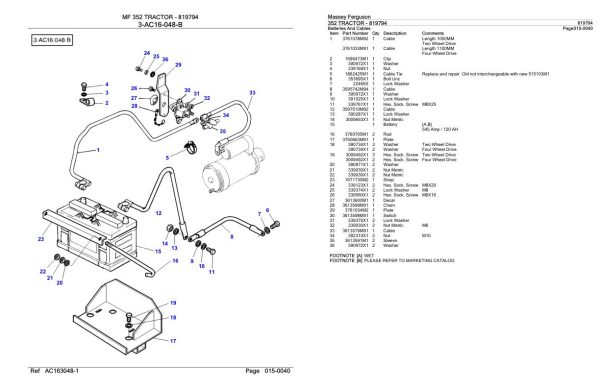 Massey Ferguson 352 Tractor Parts Catalog 819794 2