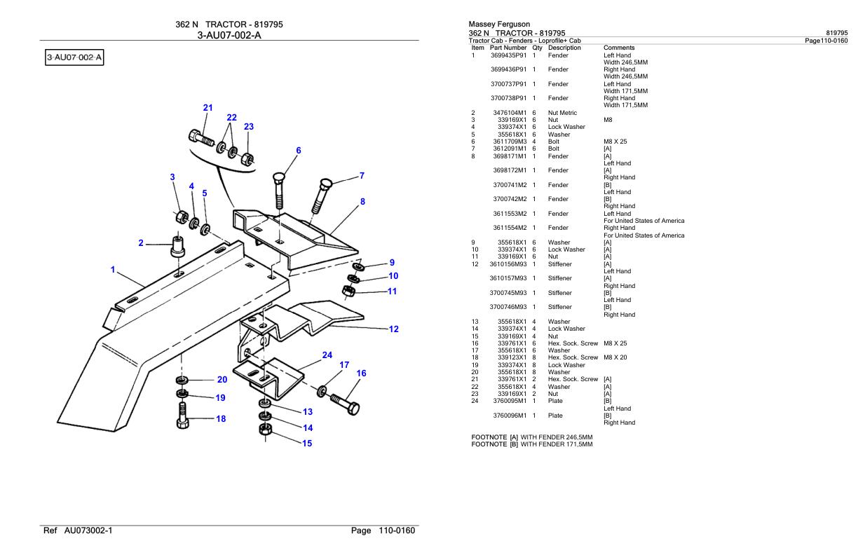 Massey Ferguson 362 N Tractor Parts Catalog 819795 1