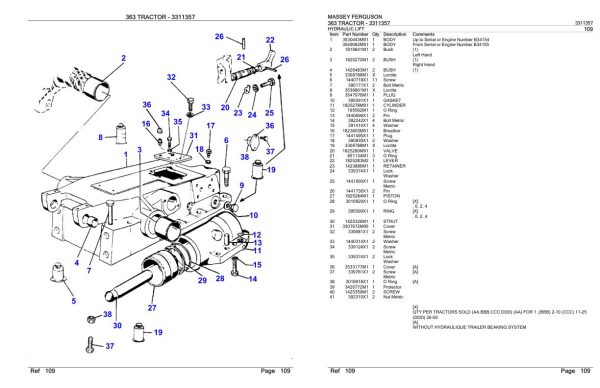 Massey Ferguson 363 Tractor Parts Catalog 3311357 1
