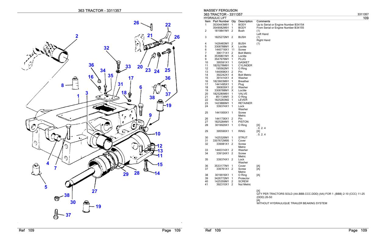 Massey Ferguson 363 Tractor Parts Catalog 3311357 1