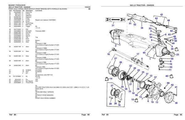 Massey Ferguson 363 Tractor Parts Catalog 3540035 1