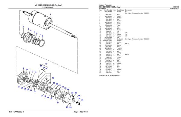 Massey Ferguson 3640 Combine BR For Iraq Parts Catalog C364002 2