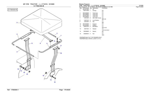 Massey Ferguson 375E Tractor Parts Catalog 1810985 1