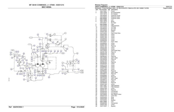 Massey Ferguson 38 40 Combine Parts Catalog 63001210 2