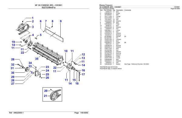 Massey Ferguson 38 Combine BR Parts Catalog C003801 1