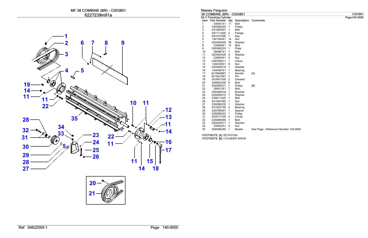 Massey Ferguson 38 Combine BR Parts Catalog C003801 1