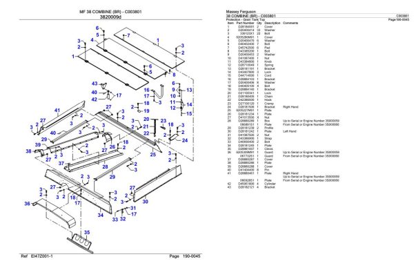 Massey Ferguson 38 Combine BR Parts Catalog C003801 2