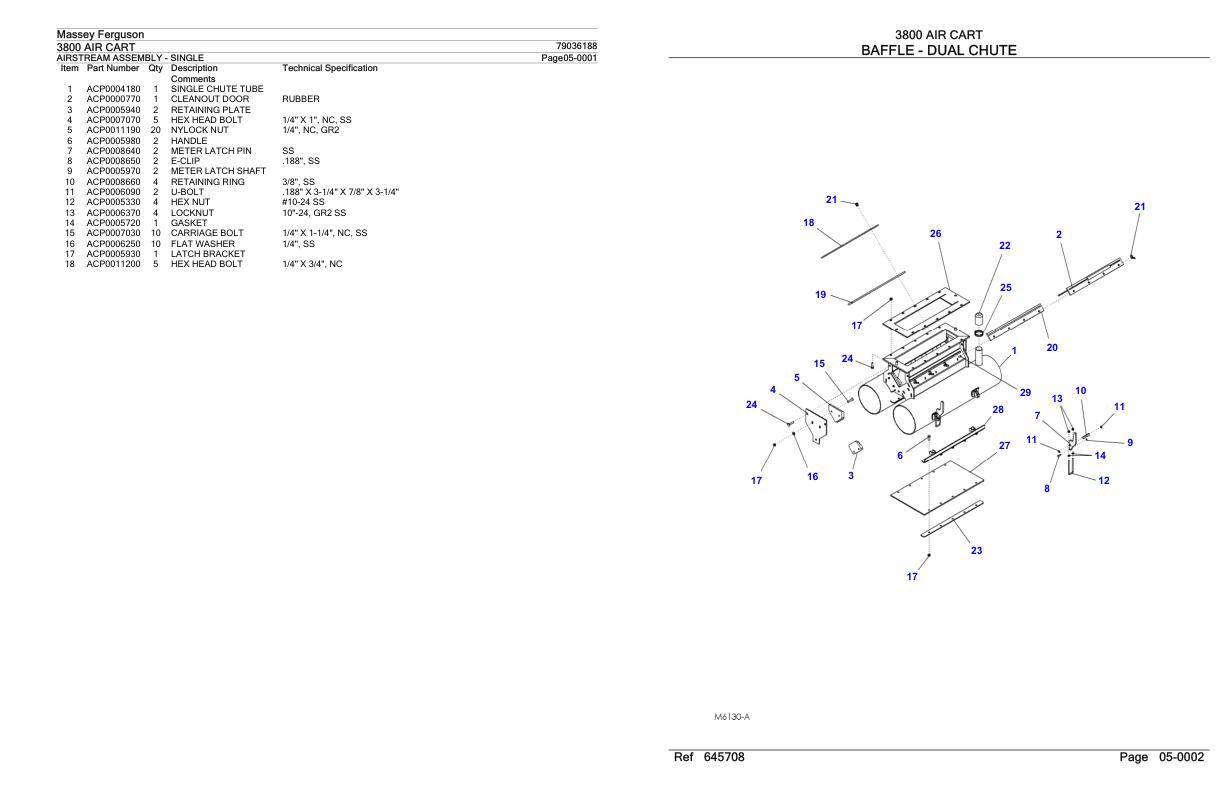 Massey Ferguson 3800 Air Cart Parts Catalog 79036188