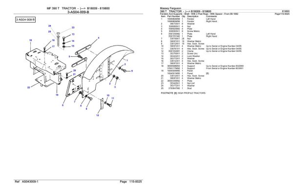 Massey Ferguson 390 T Tractor Parts Catalog 819800 2
