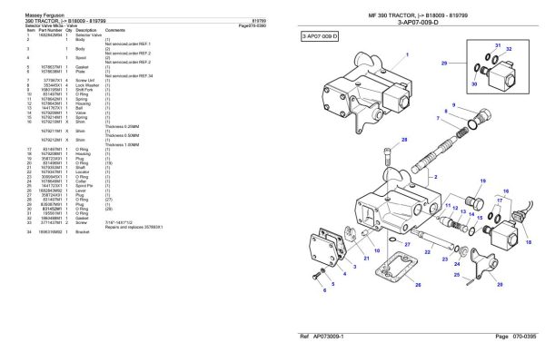 Massey Ferguson 390 Tractor Parts Catalog 819799 1