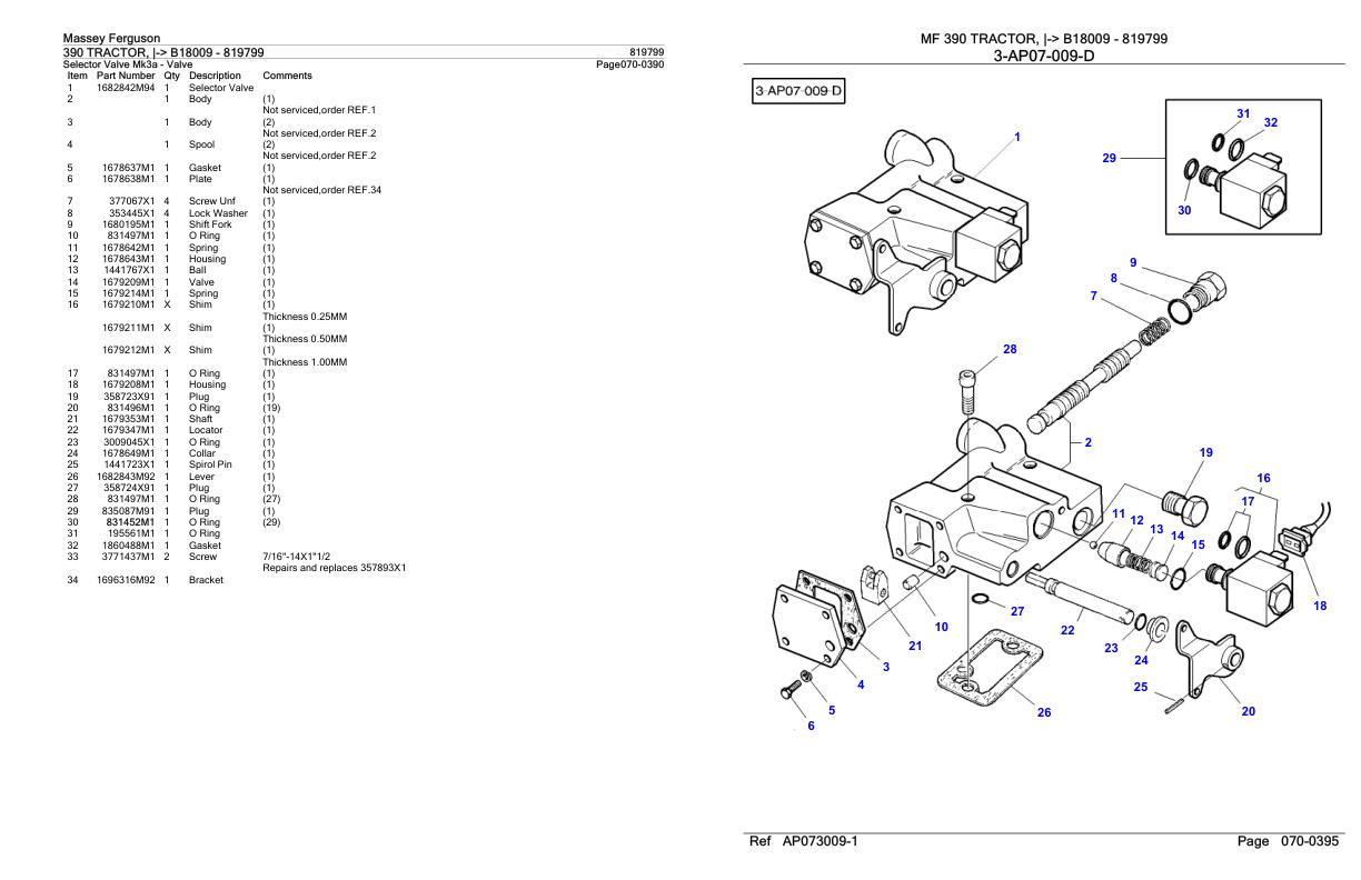 Massey Ferguson 390 Tractor Parts Catalog 819799 1