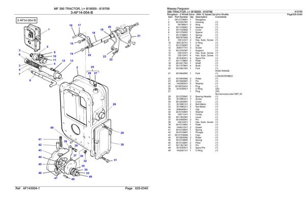 Massey Ferguson 390 Tractor Parts Catalog 819799 2