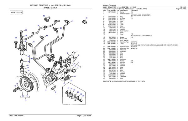 Massey Ferguson 390e Tractor Parts Catalog 1811040 1