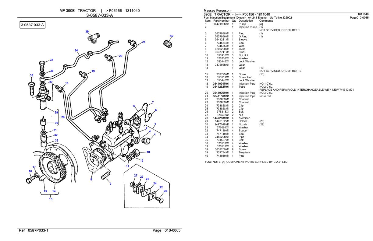 Massey Ferguson 390e Tractor Parts Catalog 1811040 1