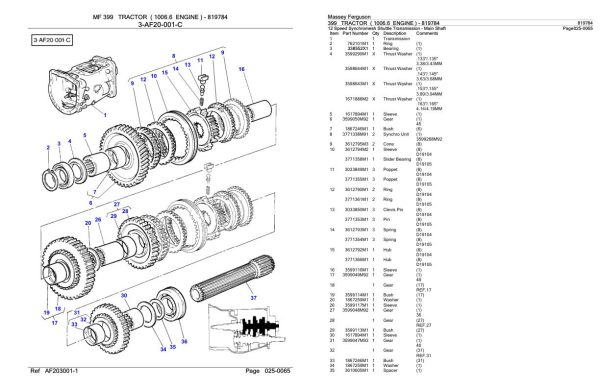 Massey Ferguson 399 Tractor Parts Catalog 819784 2