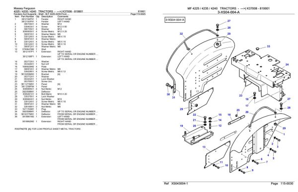Massey Ferguson 4225 4235 4240 Tractor Parts Catalog 819901 1