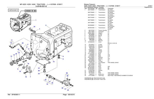 Massey Ferguson 4225 4235 4240 Tractor Parts Catalog 819917 1