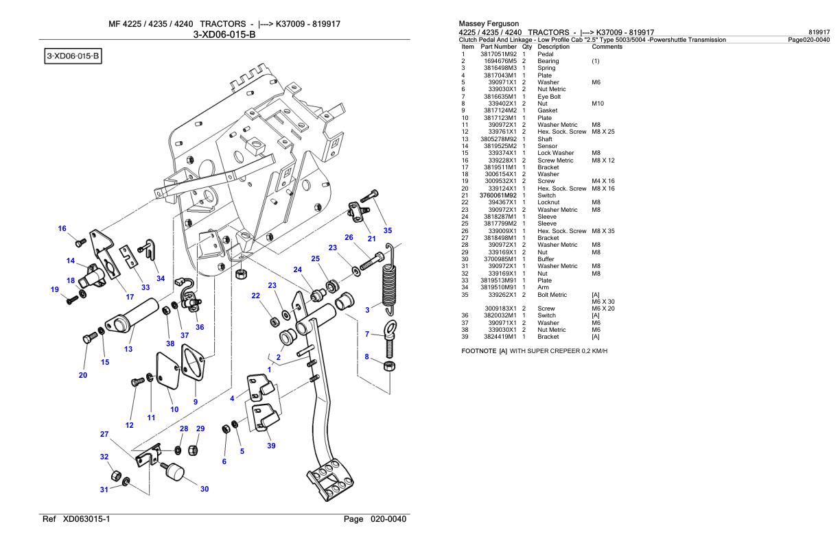 Massey Ferguson 4225 4235 4240 Tractor Parts Catalog 819917 2