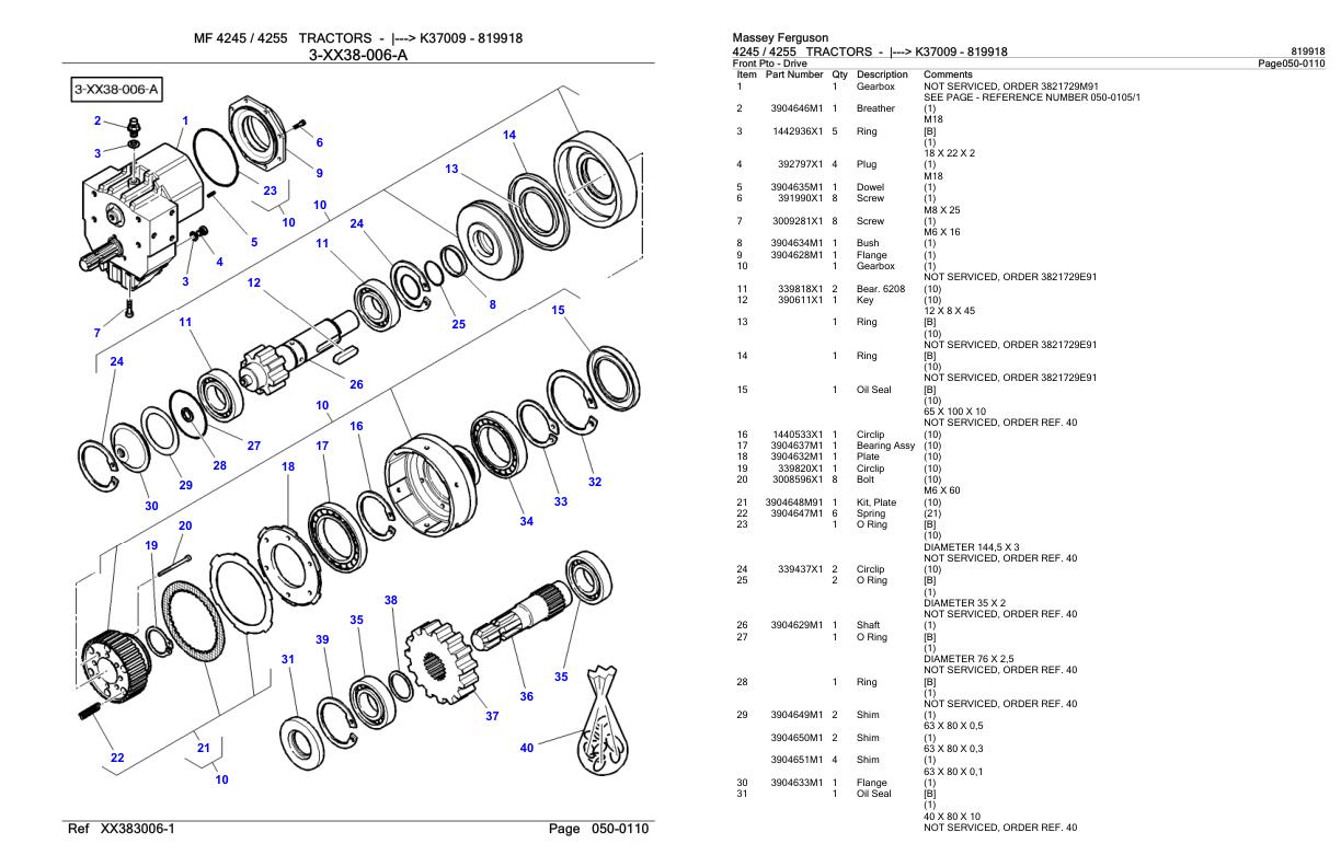 Massey Ferguson 4245 4255 Tractor Parts Catalog 819918 2
