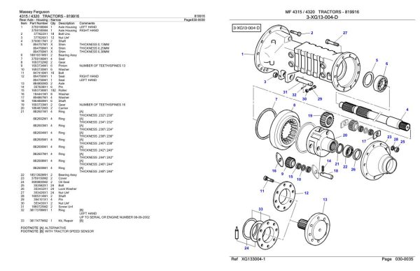 Massey Ferguson 4315 4320 Tractor Parts Catalog 819916 2