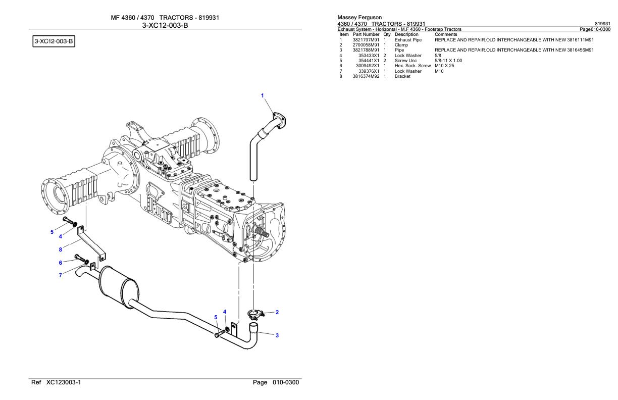 Massey Ferguson 4360 4370 Tractor Parts Catalog 819931 1