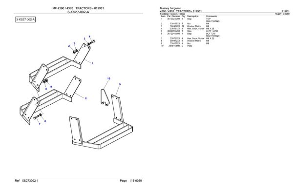 Massey Ferguson 4360 4370 Tractor Parts Catalog 819931 2