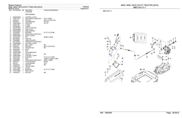Massey Ferguson 4608 4609 4610 Utility Tractor Parts Catalog 79036635 2