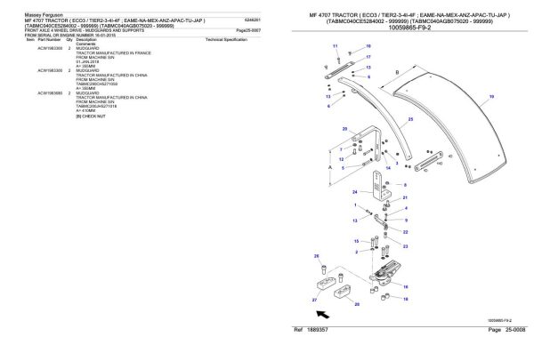 Massey Ferguson 4707 Tractor Parts Catalog 6246201 1