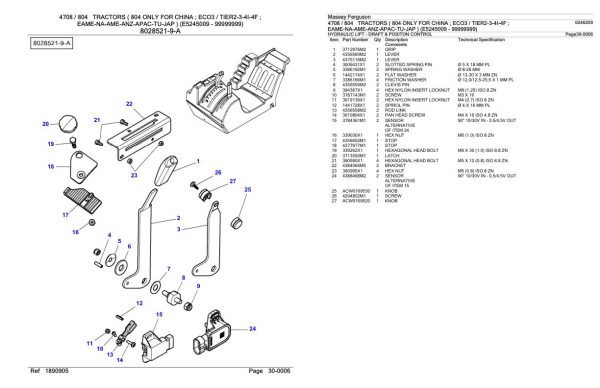 Massey Ferguson 4708 804 Tractor Parts Catalog 6246209 1