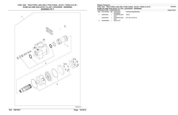 Massey Ferguson 4708 804 Tractor Parts Catalog 6246209 2