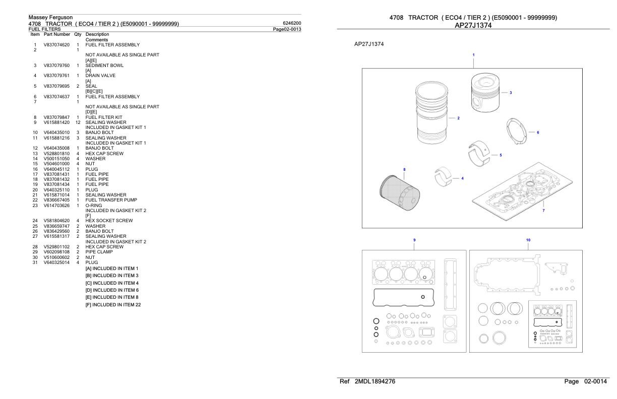 Massey Ferguson 4708 Tractor Parts Catalog 6246200 1