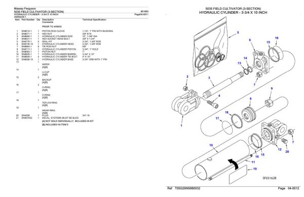 Massey Ferguson 5035 Field Cultivator 3 Section Parts Catalog 651850 2