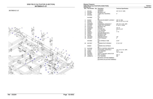 Massey Ferguson 5056 Field Cultivator 5 Section Parts Catalog 79035977 2