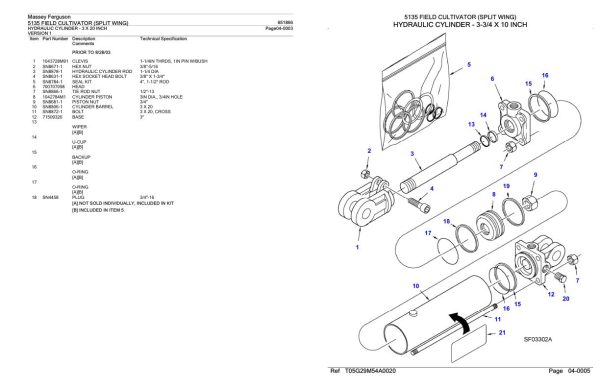 Massey Ferguson 5135 Field Cultivator Split Wing Parts Catalog 651866 1