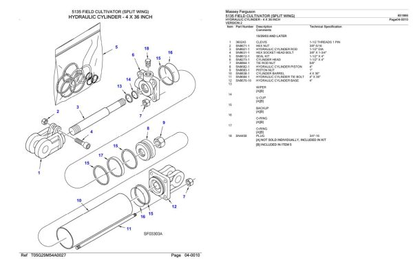 Massey Ferguson 5135 Field Cultivator Split Wing Parts Catalog 651866 2