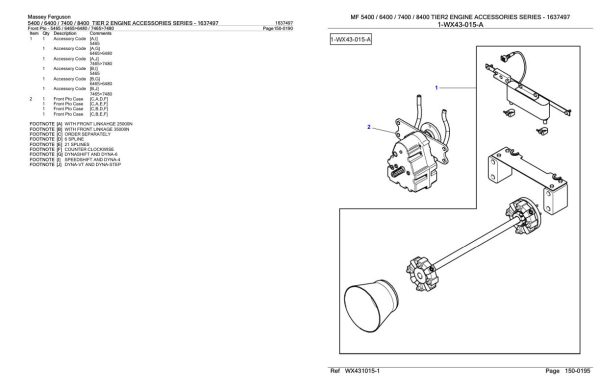 Massey Ferguson 5400 6400 7400 8400 Series Accessories Parts Catalog 1637497 1