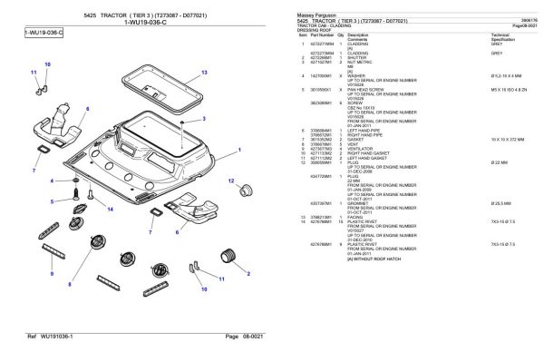 Massey Ferguson 5425 Tractor Parts Catalog 3906176 1