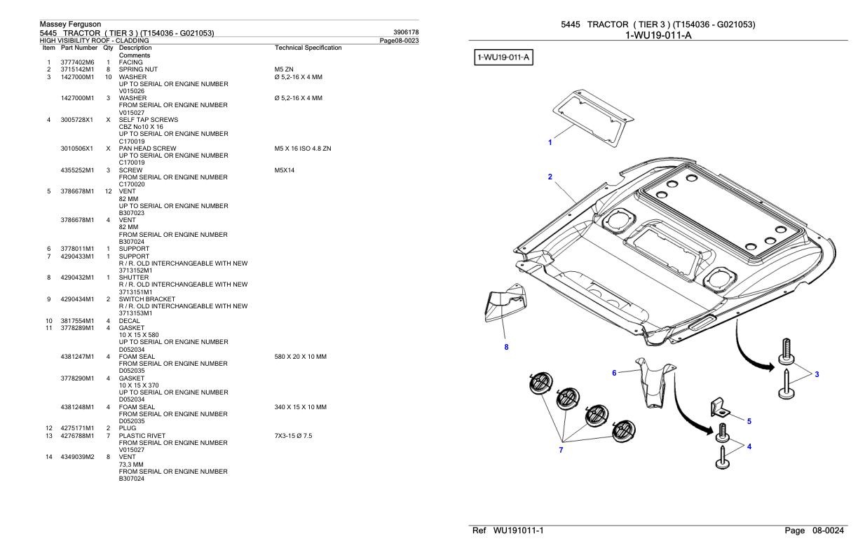 Massey Ferguson 5445 Tractor Parts Catalog 3906178 1