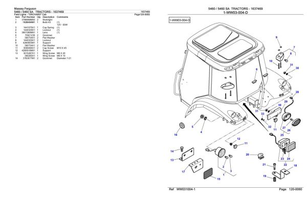 Massey Ferguson 5460 5460 Tractor Parts Catalog 1637469 1