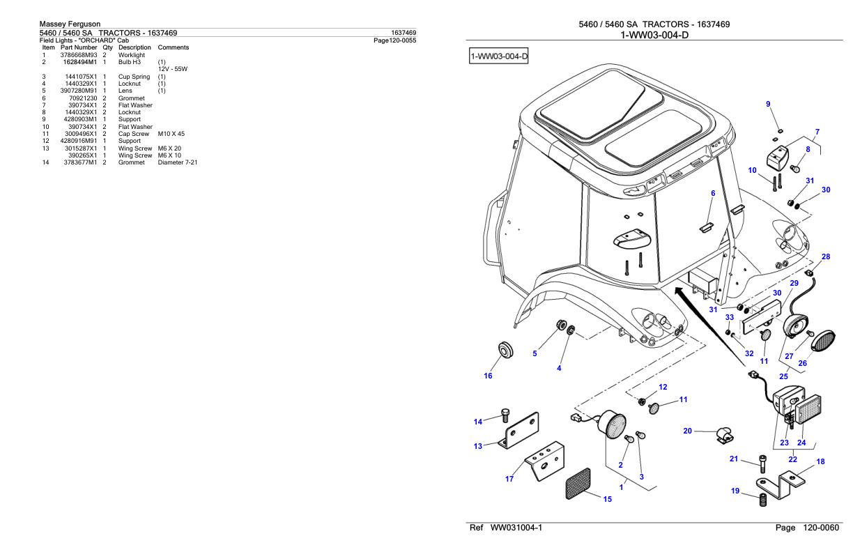 Massey Ferguson 5460 5460 Tractor Parts Catalog 1637469 1