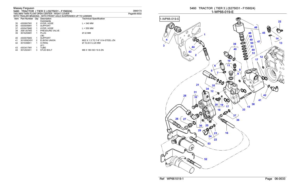 Massey Ferguson 5460 Tractor Parts Catalog 3906173 1