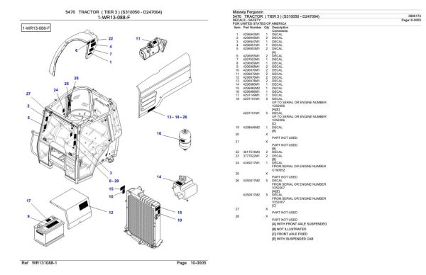 Massey Ferguson 5470 Tractor Parts Catalog 3906174 2