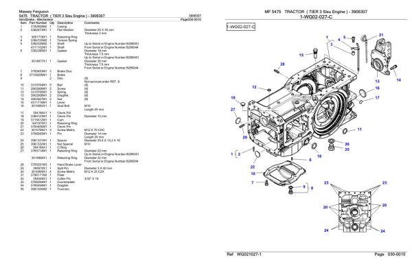 Massey Ferguson 5475 Tractor Parts Catalog 3906307 1