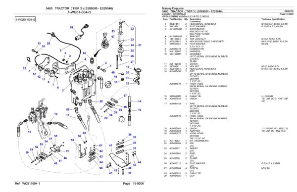 Massey Ferguson 5480 Tractor Parts Catalog 3906175 1