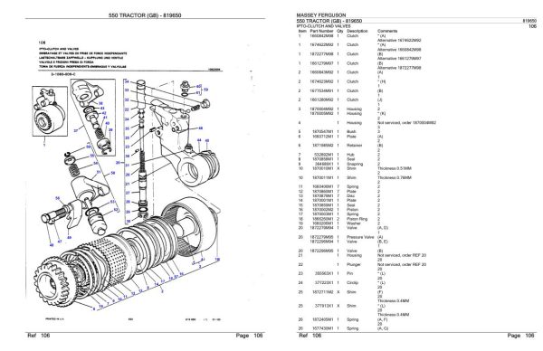 Massey Ferguson 550 Tractor Parts Catalog 819650 1