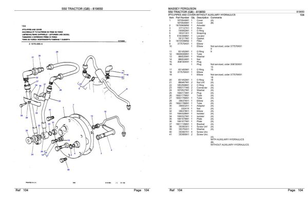 Massey Ferguson 550 Tractor Parts Catalog 819650 2