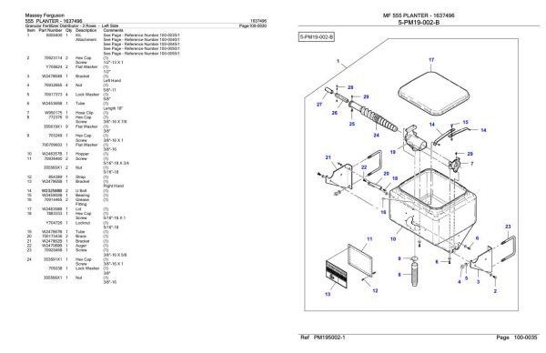 Massey Ferguson 555 Planter Parts Catalog 1637496 1