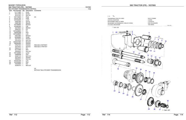 Massey Ferguson 560 Tractor Parts Catalog 1637000 1