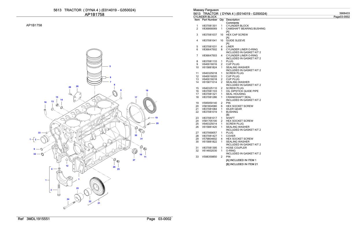 Massey Ferguson 5613 Tractor Parts Catalog 3906433 1
